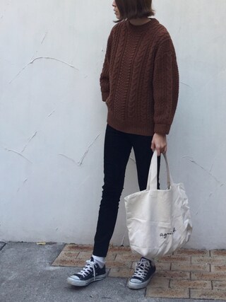 cota_ra使用「BEAUTY&YOUTH UNITED ARROWS（＜6(ROKU)＞CABLE KNIT/ﾆｯﾄ：）」的時尚穿搭