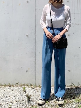 「6（ロク）の＜6(ROKU)＞GEORGETTE HIGH WAIST PANTS/パンツ ◆（その他パンツ）」を使った、cota_raさん（レディース・168cm）の春コーディネート