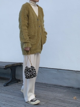 「6（ロク）の＜6(ROKU)＞GEORGETTE HIGH WAIST PANTS/パンツ ◆（その他パンツ）」を使った、cota_raさん（レディース・168cm）の冬コーディネート