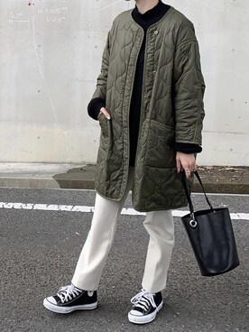 「ALLUMER（アリュメール）のアイテム（モッズコート）」を使った、cota_raさん（レディース・168cm）の冬コーディネート