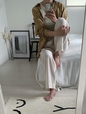「6（ロク）の＜6(ROKU)＞GEORGETTE HIGH WAIST PANTS/パンツ ◆（その他パンツ）」を使った、cota_raさん（レディース・169cm）の夏コーディネート