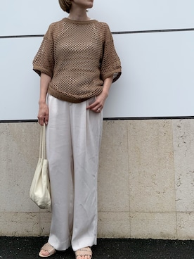 「6（ロク）の＜6(ROKU)＞GEORGETTE HIGH WAIST PANTS/パンツ ◆（その他パンツ）」を使った、cota_raさん（レディース・169cm）の夏コーディネート