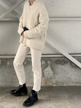 「Dr. Martens（ドクターマーチン）のDr.Martens CHLSEA BOOTS（ブーツ）」を使った、cota_raさん（レディース・169cm）の冬コーディネート