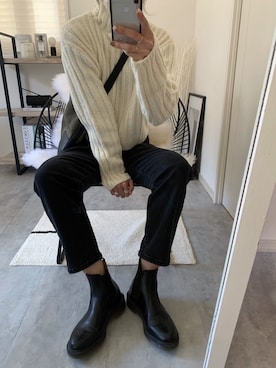 「Dr. Martens（ドクターマーチン）のDr.Martens CHLSEA BOOTS（ブーツ）」を使った、cota_raさん（レディース・169cm）の冬コーディネート