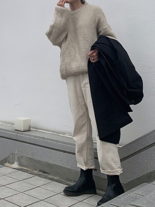 CANAL JEAN Via j アンゴラ混クルーネックニット ブラウン 茶 CANAL JEAN Via j アンゴラ混クルーネックニット ブラウン 茶