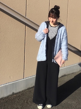 「mysty woman（ミスティウーマン）のアイテム（サロペット/オーバーオール）」を使った、C＊*さん（レディース・162cm）の冬コーディネート