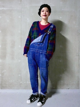 「GAP（ギャップ）のアイテム（サロペット/オーバーオール）」を使った、ますのさん（レディース・167cm）の冬コーディネート