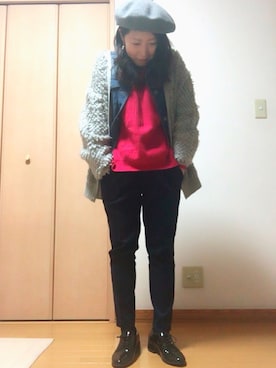 「節分」｜「アイテム（デニムジャケット）」を使った、さーちゃんさん（レディース・150cm）の冬コーディネート