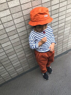 「FREAK'S STORE（フリークスストア）のアイテム（帽子）」を使った、zzz.さん（キッズ・100cm）の春コーディネート