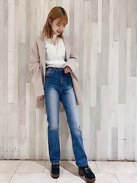 「JEANASIS（ジーナシス）のアイテム（ローファー）」を使った、AYANOさん（レディース・159cm）の春コーディネート