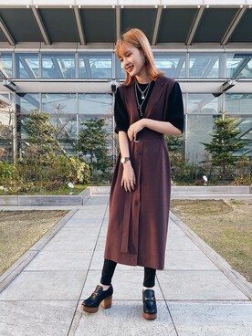 「JEANASIS（ジーナシス）のアイテム（ローファー）」を使った、AYANOさん（レディース・159cm）の春コーディネート