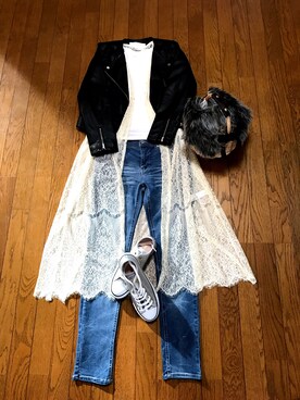 「UNIQLO（ユニクロ）のアイテム（タンクトップ、ホワイト系）」を使った、なってぃさん（レディース・163cm）の春コーディネート