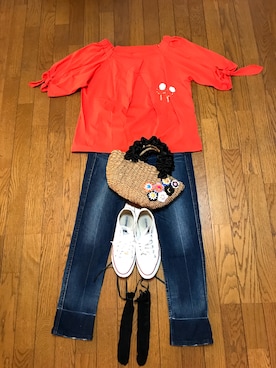 「網タイツ×デニム」｜なってぃさん（レディース・163cm）の秋コーディネート