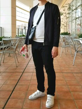 「NANO universe（ナノユニバース）のアイテム（MA-1）」を使った、MRさん（メンズ・176cm）の春コーディネート