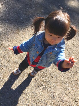 「子供服」｜「アイテム（モカシン/デッキシューズ）」を使った、5i5i&t90さん（キッズ・80cm）の秋コーディネート