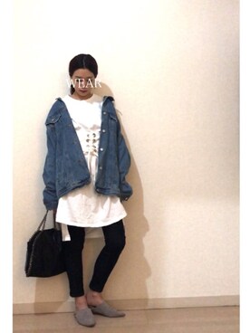 「UNIQLO（ユニクロ）のWOMEN ウルトラストレッチジーンズ（デニムパンツ）」を使った、rikakukoさん（レディース・161cm）の春コーディネート