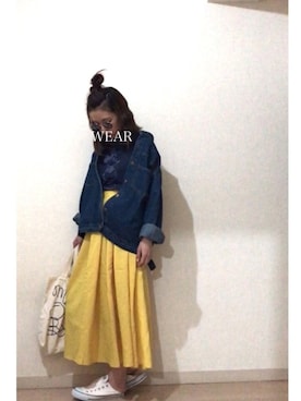 「ミッキーT」｜「アイテム（デニムジャケット）」を使った、rikakukoさん（レディース・161cm）の春コーディネート