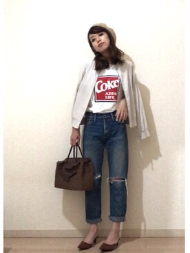 「NATURAL BEAUTY BASIC（ナチュラルビューティーベーシック）のアイテム（MA-1）」を使った、rikakukoさん（レディース・161cm）の春コーディネート