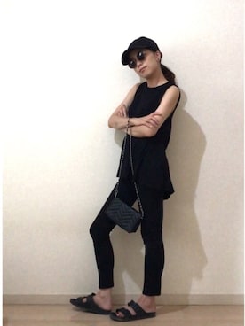 「UNIQLO（ユニクロ）のWOMEN ウルトラストレッチジーンズ（デニムパンツ）」を使った、rikakukoさん（レディース・161cm）の夏コーディネート