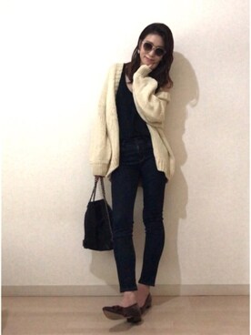 「UNIQLO（ユニクロ）のWOMEN ウルトラストレッチジーンズ（デニムパンツ）」を使った、rikakukoさん（レディース・161cm）の夏コーディネート