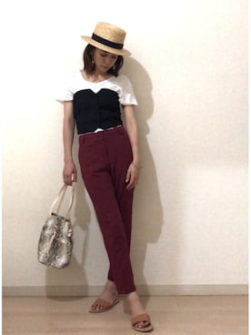 「パイソン柄」｜「アイテム（チューブトップ）」を使った、rikakukoさん（レディース・161cm）の夏コーディネート
