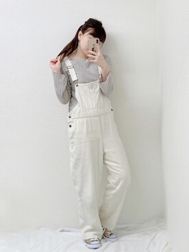 「sango（sango）のアイテム（サロペット/オーバーオール）」を使った、Nodoka.さん（レディース・154cm）の春コーディネート
