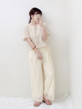 「sango（sango）のアイテム（パンツ）」を使った、Nodoka.さん（レディース・154cm）の夏コーディネート