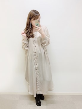 「Ameri（アメリ）のアイテム（ピアス（両耳用））」を使った、Nodoka.さん（レディース・154cm）の秋コーディネート