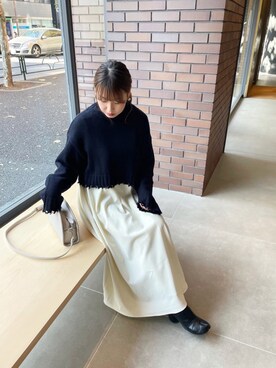 「カフェ」｜「アイテム（その他）」を使った、Nodoka.さん（レディース・154cm）の冬コーディネート