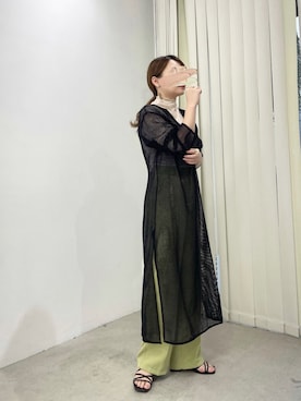 「JUNOAH（ジュノア）のシアーウェーブカットソー（Tシャツ/カットソー）」を使った、Nodoka.さん（レディース・154cm）の春コーディネート