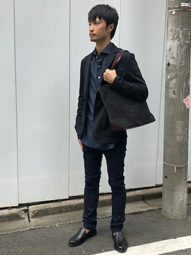 「NANO universe（ナノユニバース）のアイテム（ローファー）」を使った、nano・universe men’s STAFFさん（メンズ・174cm）の夏コーディネート
