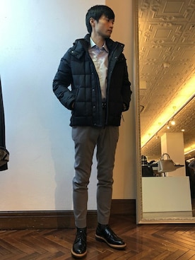 「アイテム（ダウンジャケット/コート、ブルー系）」を使った、nano・universe men’s STAFFさん（メンズ・174cm）の秋コーディネート