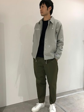 「Champion（チャンピオン）のアイテム（ブルゾン）」を使った、nano・universe men’s STAFFさん（メンズ・174cm）の春コーディネート
