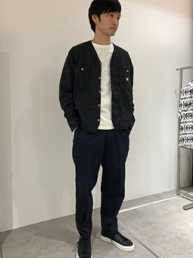 「Lee（リー）のアイテム（ブルゾン）」を使った、nano・universe men’s STAFFさん（メンズ・174cm）の春コーディネート