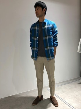 「NANO universe（ナノユニバース）のアイテム（ローファー）」を使った、nano・universe men’s STAFFさん（メンズ・174cm）の春コーディネート