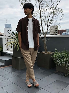 「NANO universe（ナノユニバース）のアイテム（サンダル）」を使った、nano・universe men’s STAFFさん（メンズ・174cm）の夏コーディネート
