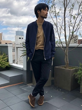 「NANO universe（ナノユニバース）のアイテム（スリッポン）」を使った、nano・universe men’s STAFFさん（メンズ・174cm）の秋コーディネート