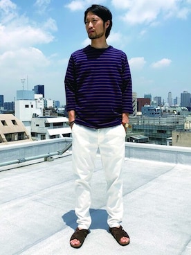 「NANO universe（ナノユニバース）のアイテム（サンダル）」を使った、nano・universe men’s STAFFさん（メンズ・174cm）の夏コーディネート
