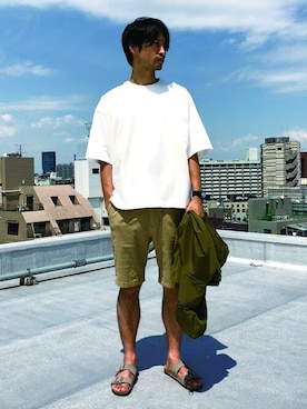 「NANO universe（ナノユニバース）のアイテム（サンダル）」を使った、nano・universe men’s STAFFさん（メンズ・174cm）の夏コーディネート