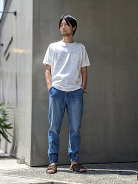 「NANO universe（ナノユニバース）のアイテム（サンダル）」を使った、nano・universe men’s STAFFさん（メンズ・174cm）の夏コーディネート