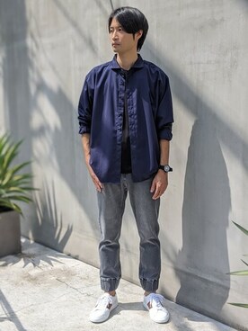 「NANO universe（ナノユニバース）のアイテム（スニーカー）」を使った、nano・universe men’s STAFFさん（メンズ・174cm）の夏コーディネート