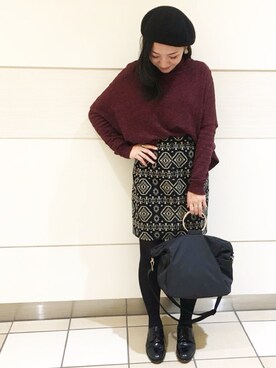 「リングハンドル」｜ear_PAPILLONNERさん（レディース・156cm）の冬コーディネート