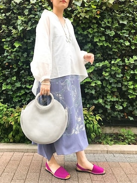 「ラウンドバッグ」｜「アイテム（アクセサリー）」を使った、ear_PAPILLONNERさん（レディース・155cm）の春コーディネート