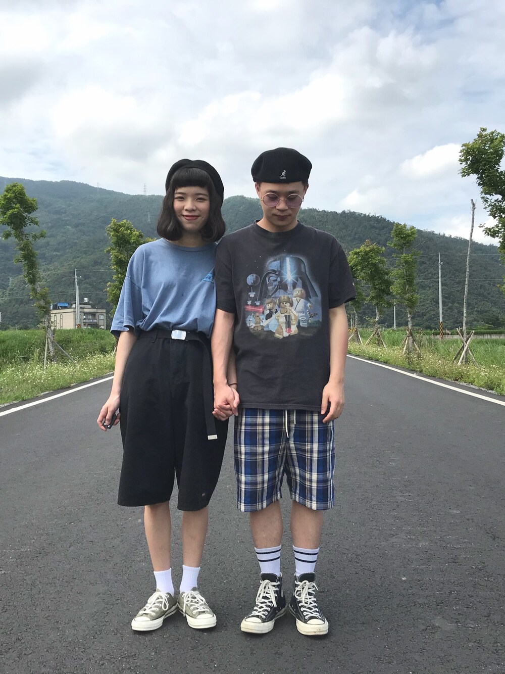 「STAR WARSのアイテム（Tシャツ/カットソー、ブラック系）」を使った、林彥安さん（メンズ・165cm）の夏コーディネートの1枚目の写真