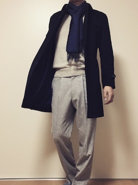 「junhashimoto（ジュンハシモト）のアイテム（ダウンジャケット/コート）」を使った、カタツムリさん（メンズ・182cm）の冬コーディネート