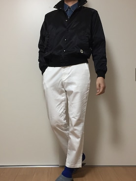 「ドラフトリーバイス」｜「アイテム（ナイロンジャケット）」を使った、カタツムリさん（メンズ・182cm）の冬コーディネート