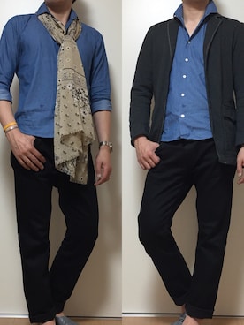 「Levi's（リーバイス）のアイテム（テーラードジャケット）」を使った、カタツムリさん（メンズ・182cm）の春コーディネート