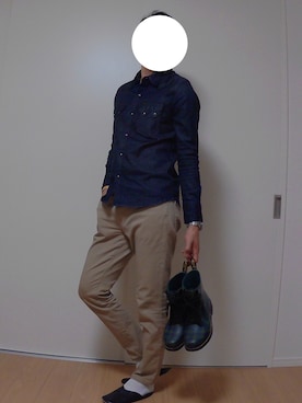 「Dr. Martens（ドクターマーチン）のアイテム（レインシューズ）」を使った、カタツムリさん（メンズ・182cm）の夏コーディネート