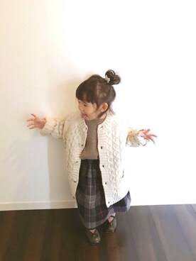 「タータンチェック」｜kotoさん（キッズ・90cm）の冬コーディネート