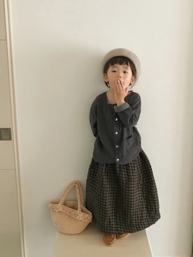 「アイテム（かごバッグ）」を使った、kotoさん（キッズ・90cm）の春コーディネート